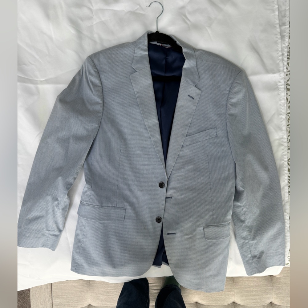 Tommy Hilfiger Slim Fit Blazer Men’s 42 Navy Micro-Check Sport Coat